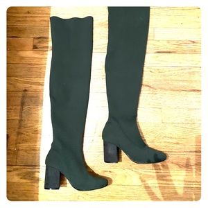 Olive green over the knee boots